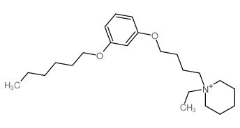 Piperidinium,1-ethyl-1-[4-[3-(hexyloxy)phenoxy]butyl]-, bromide (1:1) Structure