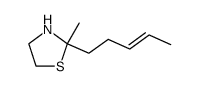 2-methyl-2-[(E)-pent-3-enyl]thiazolidine结构式