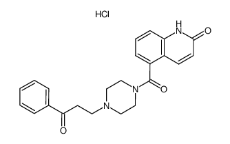 5-[4-(3-Oxo-3-phenyl-propyl)-piperazine-1-carbonyl]-1H-quinolin-2-one; hydrochloride Structure