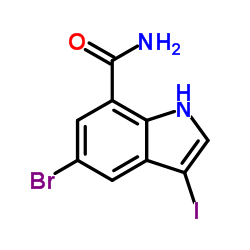 5-Bromo-3-iodo-1H-indole-7-carboxamide结构式