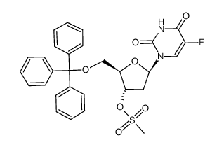 1-(2-deoxy-3-O-methanesulfonyl-5-O-trityl-β-D-ribopentofuranosyl)-5-fluorouracil Structure