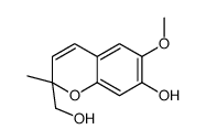 2-(hydroxymethyl)-6-methoxy-2-methylchromen-7-ol结构式