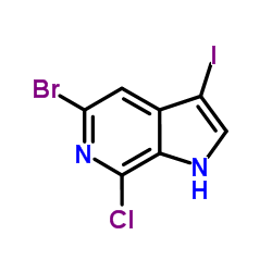 5-Bromo-7-chloro-3-iodo-1H-pyrrolo[2,3-c]pyridine结构式