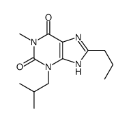 1-methyl-3-(2-methylpropyl)-8-propyl-7H-purine-2,6-dione结构式