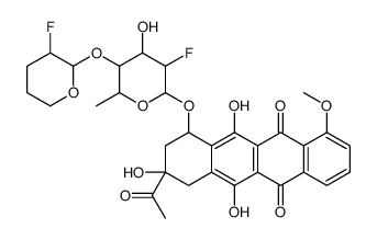 7-O-(2,6-Dideoxy-2-fluoro-4-O-(3-fluorotetrahydropyran-2-yl)talopyrano syl)daunomycinone structure