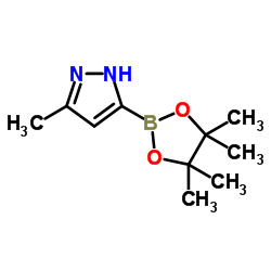 3-Methyl-5-(4,4,5,5-tetramethyl-1,3,2-dioxaborolan-2-yl)-1H-pyrazole结构式