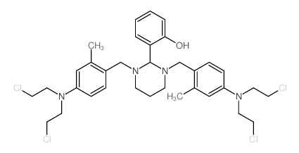 Phenol, o-[1, 3-bis[4-[bis(2-chloroethyl)amino]-2-methylbenzyl]hexahydro-2-pyrim idinyl]- structure