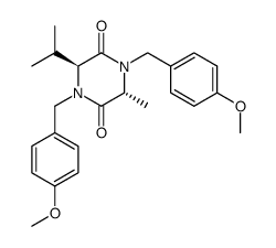 (3S,6R)-N,N'-bis-(p-methoxybenzyl)-3-isopropyl-6-methyl-piperazine-2,5-dione Structure