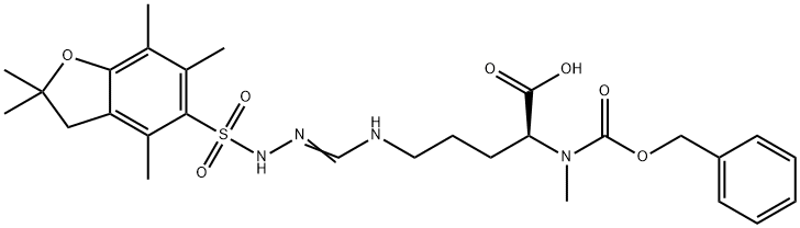(S)-2-(((苄氧基)羰基)(甲基)氨基)-5-(3-((2,2,4,6,7-五甲基-2,3-二氢苯并呋喃-5-基)磺酰基))胍基)戊酸结构式