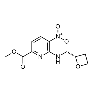 (S)-5-硝基-6-((氧杂环丁烷-2-基甲基)氨基)吡啶甲酸甲酯结构式