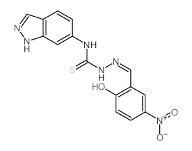 Hydrazinecarbothioamide,2-[(2-hydroxy-5-nitrophenyl)methylene]-N-1H-indazol-6-yl- structure