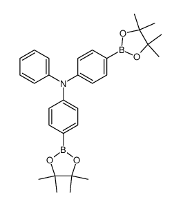 N-苯基-4-(4,4,5,5-四甲基-1,3,2-二氧硼杂环戊烷-2-基)-N-(4-(4,4,5,5-四甲基-1,3,2-二氧硼杂环戊烷-2-基)苯基)苯胺结构式