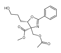 methyl (4S,5S)-4-acetoxymethyl-5-(3-hydroxypropyl)-2-phenyl-Δ2-oxazoline-4-carboxylate Structure