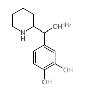 1,2-Benzenediol,4-[(R)-hydroxy-(2S)-2-piperidinylmethyl]-, hydrobromide (1:1), rel- structure