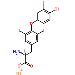 sodium O-(4-hydroxy-3-iodophenyl)-3,5-diiodo-D-tyrosinate结构式