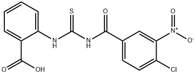 2-[[[(4-chloro-3-nitrobenzoyl)amino]thioxomethyl]amino]-benzoic acid Structure