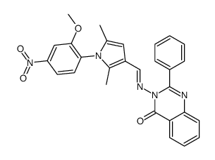 3-[[1-(2-methoxy-4-nitrophenyl)-2,5-dimethylpyrrol-3-yl]methylideneamino]-2-phenylquinazolin-4-one结构式