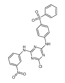 N2-(4-benzenesulfonyl-phenyl)-6-chloro-N4-(3-nitro-phenyl)-[1,3,5]triazine-2,4-diamine结构式