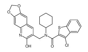 Benzo[b]thiophene-2-carboxamide, 3-chloro-N-cyclohexyl-N-[(5,6-dihydro-6-oxo-1,3-dioxolo[4,5-g]quinolin-7-yl)methyl]- (9CI)结构式