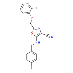 5-[(4-Fluorobenzyl)amino]-2-[(2-fluorophenoxy)methyl]-1,3-oxazole-4-carbonitrile Structure
