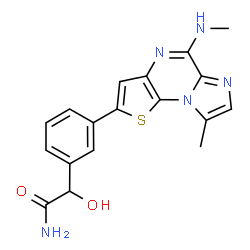 Benzeneacetamide,-alpha--hydroxy-3-[8-methyl-5-(methylamino)imidazo[1,2-a]thieno[3,2-e]pyrazin-2-yl]- (9CI)结构式