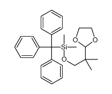 [2-(1,3-dioxolan-2-yl)-2-methylpropoxy]-dimethyl-tritylsilane结构式