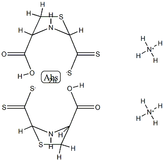 diammonium bis[3-(dithiocarboxylato)-4-thiazolidinecarboxylato(2-)-S3,S3']zincate(2-)结构式