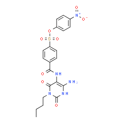 Benzenesulfonic acid,4-[[(4-amino-1-butyl-1,2,3,6-tetrahydro-2,6-dioxo-5-pyrimidinyl)amino]carbonyl]-,4-nitrophenyl ester Structure