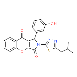 1-(3-Hydroxyphenyl)-2-(5-isobutyl-1,3,4-thiadiazol-2-yl)-1,2-dihydrochromeno[2,3-c]pyrrole-3,9-dione结构式