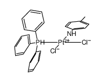 cis-[PtCl2(p-CH3C6H4NH2)(P(C6H5)3)]结构式