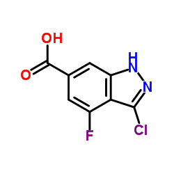 3-氯-4-氟-1H-吲唑-6-羧酸结构式