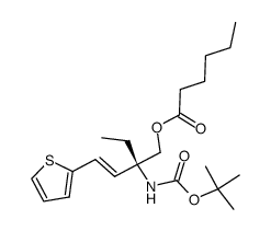 (2R)-tert-butoxycarbonylamino-2-ethyl-1-n-hexanoyloxy-4-(thiophen-2-yl)-3-butene Structure