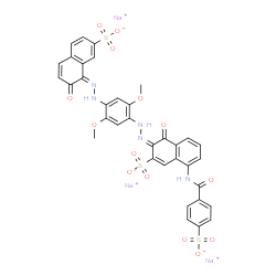 trisodium 4-hydroxy-3-[[4-[(2-hydroxy-7-sulphonato-1-naphthyl)azo]-2,5-dimethoxyphenyl]azo]-8-[(4-sulphonatobenzoyl)amino]naphthalene-2-sulphonate Structure