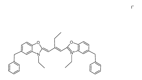 3,3'-Diethyl-5,5'-dibenzyl-9-ethyl-benzoxacarbocyanine iodide结构式