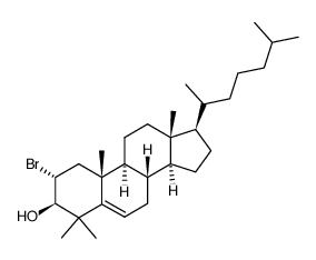 2α-Brom-3β-hydroxy-4,4-dimethyl-cholest-5-en结构式