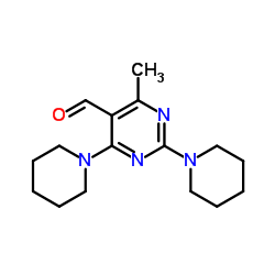 4-Methyl-2,6-di(1-piperidinyl)-5-pyrimidinecarbaldehyde Structure