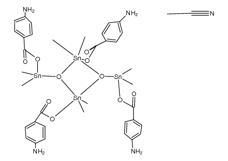 bis(μ3-oxo)bis(μ-p-aminobenzoato-O,O')bis(p-aminobenzoato)tetrakis(dimethyltin(IV))结构式