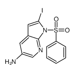 2-Iodo-1-(phenylsulfonyl)-1H-pyrrolo[2,3-b]pyridin-5-amine结构式
