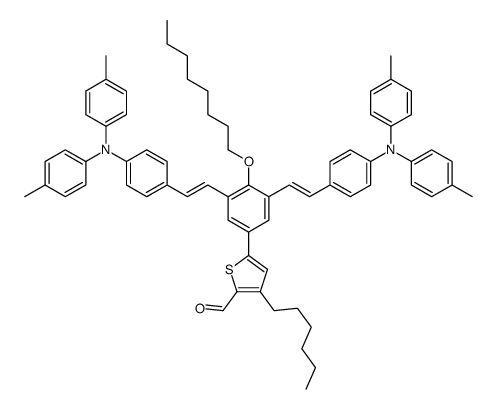 5-[3,5-bis[(E)-2-[4-(4-methyl-N-(4-methylphenyl)anilino)phenyl]ethenyl]-4-octoxyphenyl]-3-hexylthiophene-2-carbaldehyde结构式
