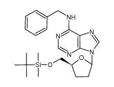 N6-benzyl-5'-O-(tert-butyldimethylsilyl)-2',3'-dideoxyadenosine结构式