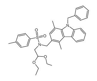 9-benzyl-3-((N-(2,2-diethoxyethyl)-N-tosylamino)methyl)-1,4-dimethylcarbazole Structure
