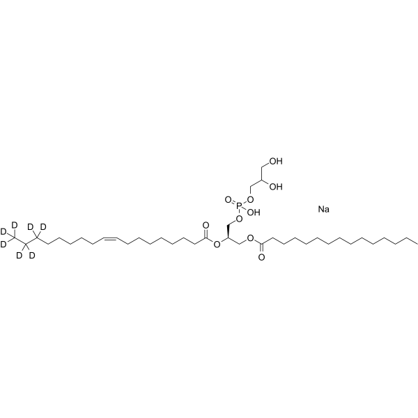 2,3-Dihydroxypropyl ((R)-2-(oleoyloxy)-3-(pentadecanoyloxy)propyl) phosphate-d7 sodium结构式