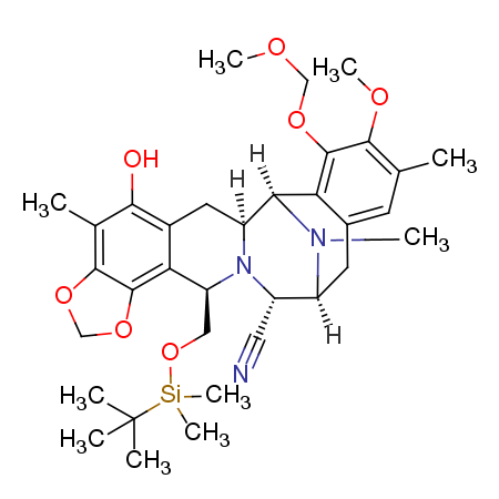(6aS,7R,13S,14R,16R)-16-(((tert-butyldimethylsilyl)oxy)methyl)-5-hydroxy-9-methoxy-8-(methoxymethoxy)-4,10,17-trimethyl-6,6a,7,13,14,16-hexahydro-12H-7,13-epiminobenzo[4,5]azocino[1,2-b][1,3]dioxolo[4,5-h]isoquinoline-14-carbonitrile Structure