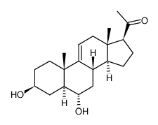 3β,6α-dihydroxy-5α-pregn-9(11)-en-20-one结构式
