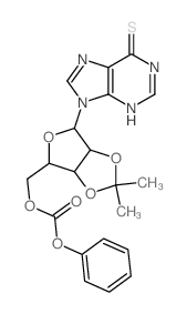 [7,7-dimethyl-2-(6-sulfanylidene-3H-purin-9-yl)-3,6,8-trioxabicyclo[3.3.0]oct-4-yl]methyl phenyl carbonate结构式