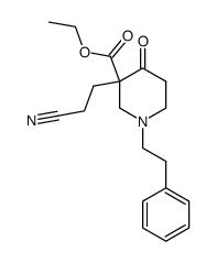 3-(3-ethoxycarbonyl-4-oxo-1-(2-phenylethyl)-3-piperidinyl)propionitrile Structure