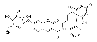 7-(beta-D-galactopyranosyloxy)-N-[4-(hexahydro-2,4,6-trioxo-5-phenylpyrimidin-5-yl)butyl]-2-oxo-2H-1-benzopyran-3-carboxamide picture
