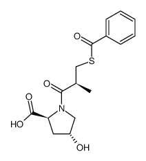 (1S,4R)-1-[3-(benzoylthio)-2-methyl-1-oxopropyl]-4-hydroxy-L-proline结构式