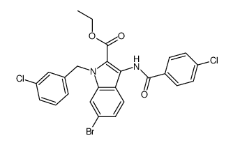 6-bromo-3-(4-chlorobenzoylamino)-1-(3-chlorobenzyl)indole-2-carboxylic acid ethyl ester结构式