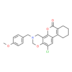 12-chloro-3-[(4-methoxyphenyl)methyl]-2,4,7,8,9,10-hexahydroisochromeno[3,4-f][1,3]benzoxazin-6-one structure